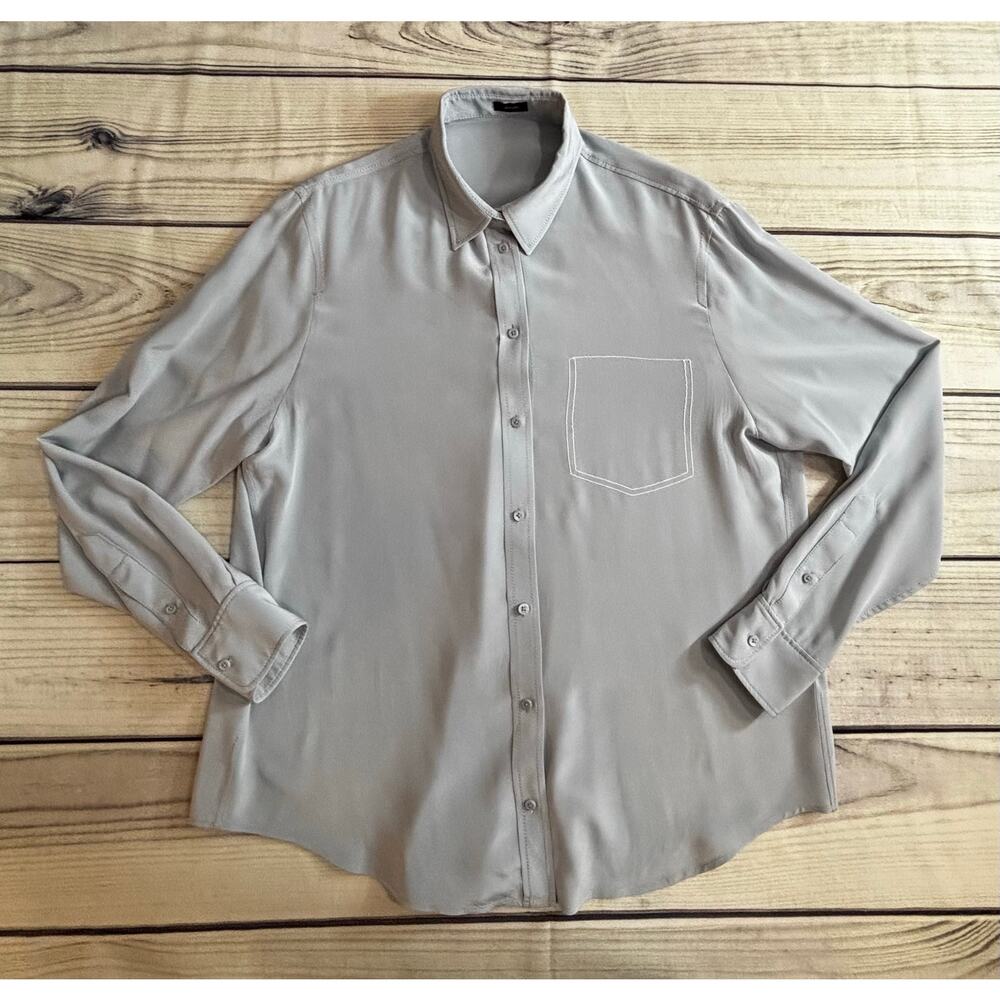 Joseph ltd 100% Sz 44 Women's Silk Pale Blue Long Sleeve Shirt Blouse
